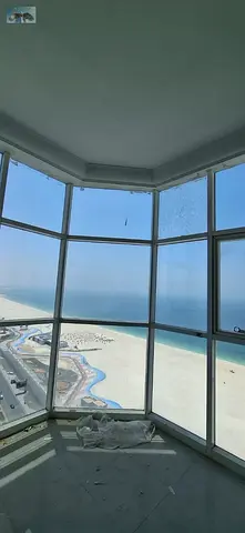 Spacious 3Bhk apartment with sea views, large living room, direct sea view on Ajman Corniche, 2 balconies, maid’s room, and storage room.