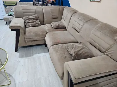 Custom Beige L-shaped Corner Sofa - 4 Seater, Perfect Condition