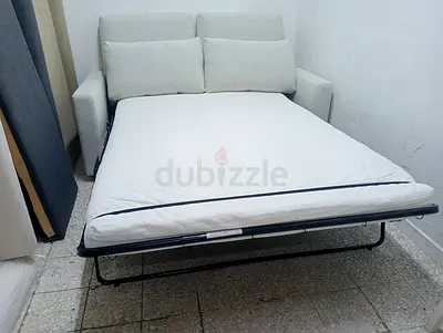 VIMLE Compact Sofa Bed with Mattress - Light Grey, Good Condition