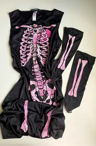 New black and neon pink skeleton Halloween costume dress