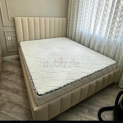 Beige Double Bed Frame