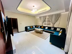 Luxury villa for rent in Al Zahia: Ground floor + First floor + Roof, 5 master bedrooms, spacious li