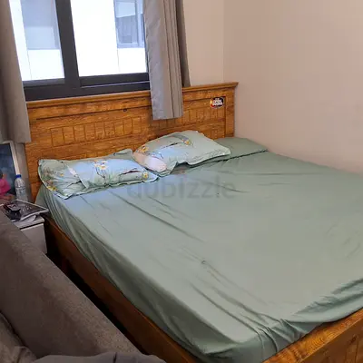 Solid Wood Double Bed with Headboard – Good Condition