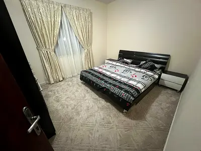 5-piece bedroom set: wardrobe, bedside drawer, and bed (used) along with fridge and washing machine