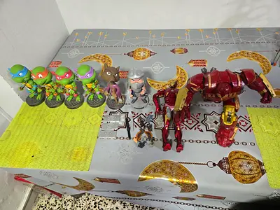 Mixed Kids Toys Lot – Ninja Turtles, Animal Figures and Ironman Hulkbuster Figure