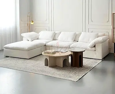 White L-shaped Sectional Sofa with Chaise - Comfortable Modern Design