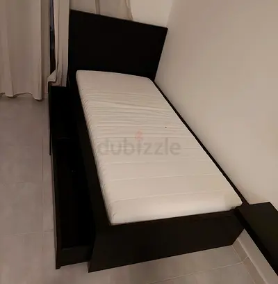 Ikea black single bed with mattress available in perfect condition