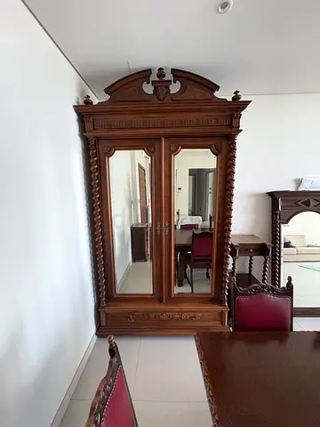Large Imported French Solid Wood Wardrobe with Mirrors  Original Keys
