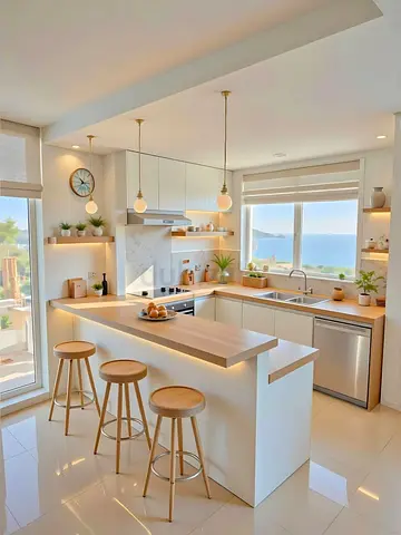 Modern white kitchen island