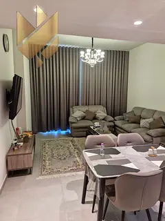 Two furnished bedrooms and a living room for rent in Al Jadah with gym, swimming pool and parking