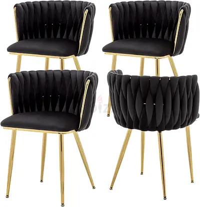 Black velvet dining chairs