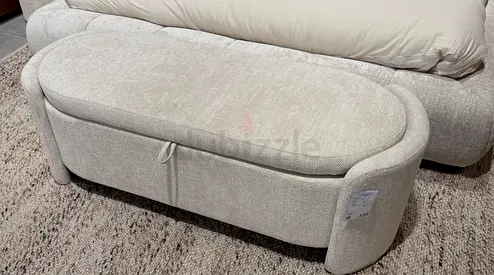 Upholstered Bench with Storage (140cm) - Grey