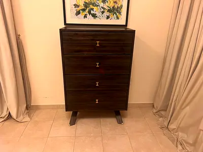 Dark Wood Tall Chest of Drawers - 5 Drawer Dresser