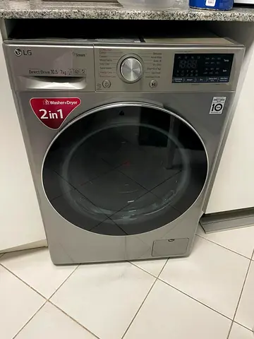 LG 10.5/7kg Washer Dryer Combo – Steam Direct Drive – Silver – Like New – Free Delivery