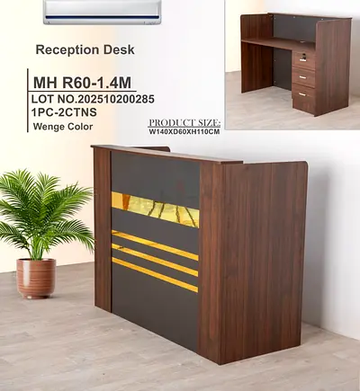 Wenge Reception Desk with Storage Drawers - 1.4m
