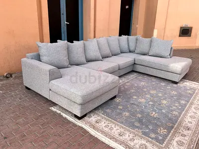 The One Kingston U Shape SofaLight grey L-shaped sectional sofa with chaise (7-seater) - gently used