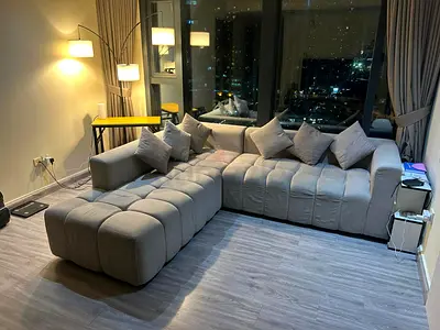 L-shaped Grey Modular Sofa- Good Condition.