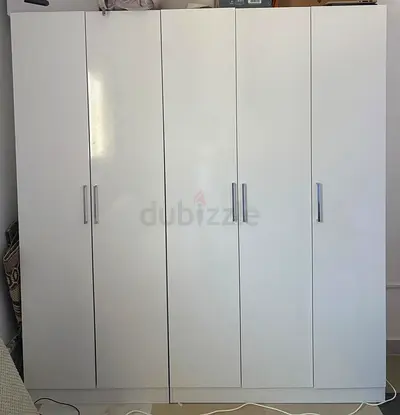 White 5-Door Wardrobe - Good Condition