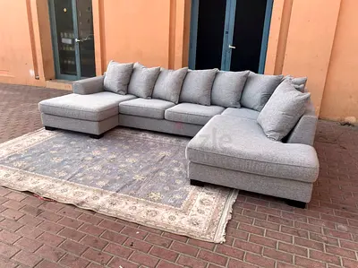 The One Kingston U Shape Sofa Grey L-Shaped Sectional Sofa with Chaise - Good Condition