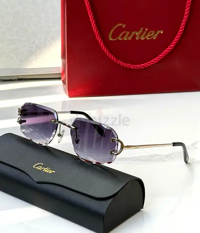Cartier rimless purple gradient sunglasses with case
