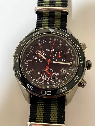 Timex Chronograph Mens Watch with Black Dial and NATO Strap