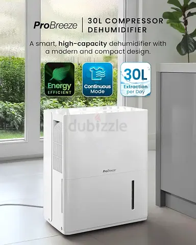 ProBreeze 30L Compressor Dehumidifier - High Capacity, Energy Efficient