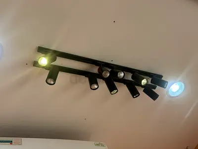 Modern Black Ceiling Track Spotlight — 8-Head Adjustable Fixture