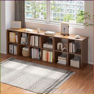 Low Modern Wooden Storage Shelf / Bookcase - 10 Cubes