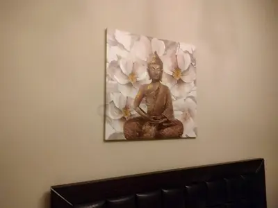 Buddha Canvas Wall Art — Floral Background, Ready to Hang