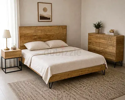 West Elm Solid Wood Queen Size Bed Set