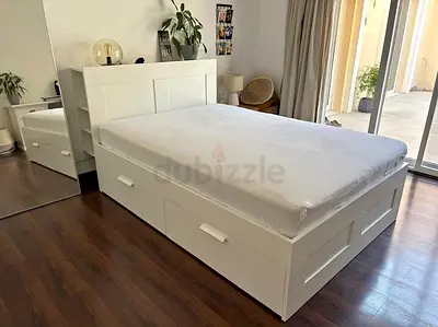 Ikea Queen Brimines bed frame with Ikea Queen Mattress