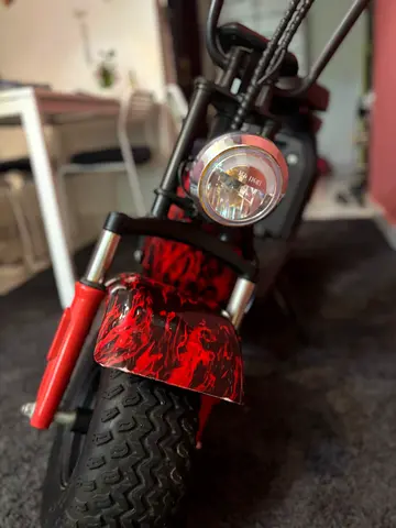 Electric Fat-Tire Scooter — Red/Black, Front Light, Good Condition