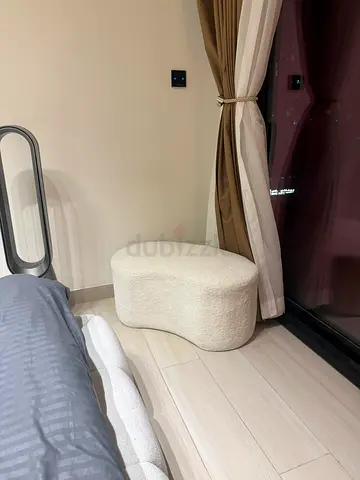 Bouclé Ottoman / Footstool - Cream