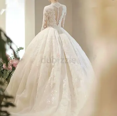 Ivory Lace Long-Sleeve Ball Gown Wedding Dress - Size Available on Request
