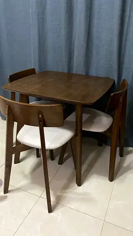 Solid wood dining table with 3chairs - compact size ( space saver)