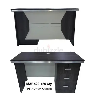 New Office Desk with 3-Drawer Pedestal  Dark Grey,