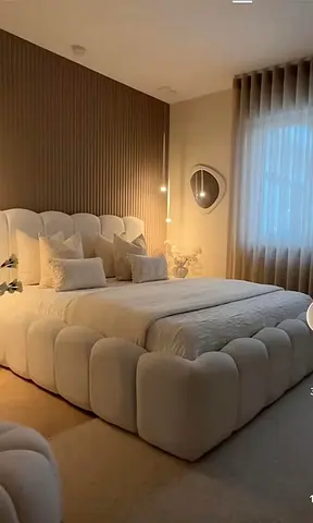 Primium king size bedframe in Boucle Fabric customisation available Storage can be installed
