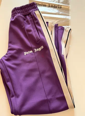 Palm Angels purple and green Classic Logo Track Pants