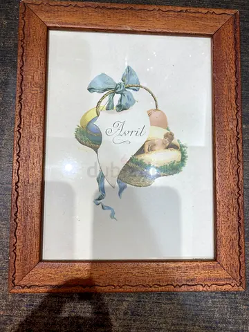 Framed Vintage Floral  Ribbon Print with Avril