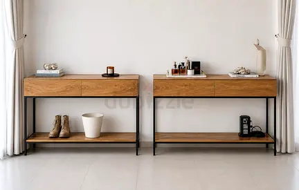 West Elm Solid Wood Two Console Tables