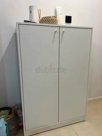 Simple white two-door Shoe Cabinet - good condition
