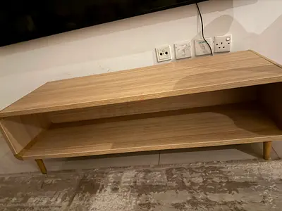 Wall-mounted wooden TV/entertainment cabinet - light oak finish