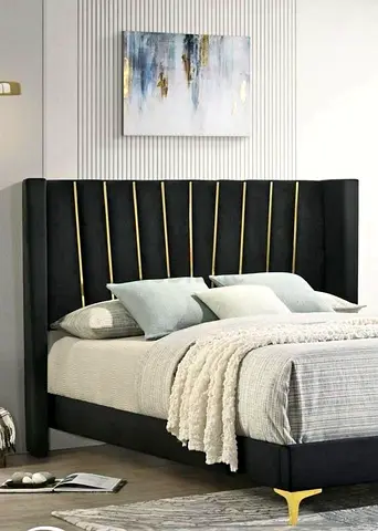 Fully Custom Made King Size Brand New Bedframe with Golden Strips
