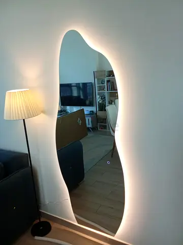 Full-length wavy LED backlit wall mirror