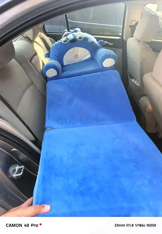 Plush Blue Kids Car Seat Extender / Travel Bed