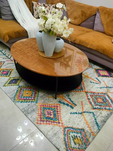 Round Wood Coffee Table with Lower Shelf