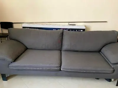 Grey 3-Seater Fabric Sofa - Good Condition
