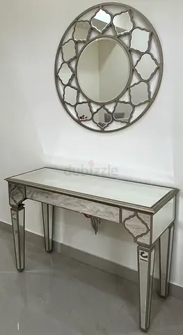 Mirrored Console Table Hallway Mirror Furniture Glass Lounge Bedroom Decor with Drawer