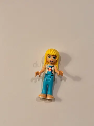 LEGO Friends mini-doll figure (female, blonde hair, blue overalls) from 2013 Stefani