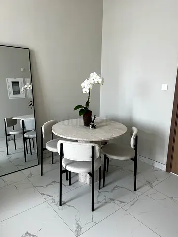 Travertine dining table and chairs